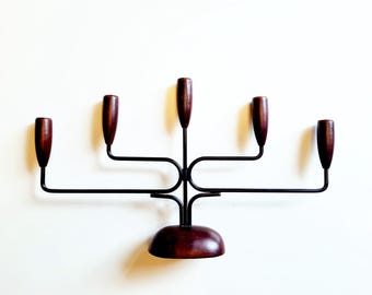 Candlestick candelabra 60s rosewood