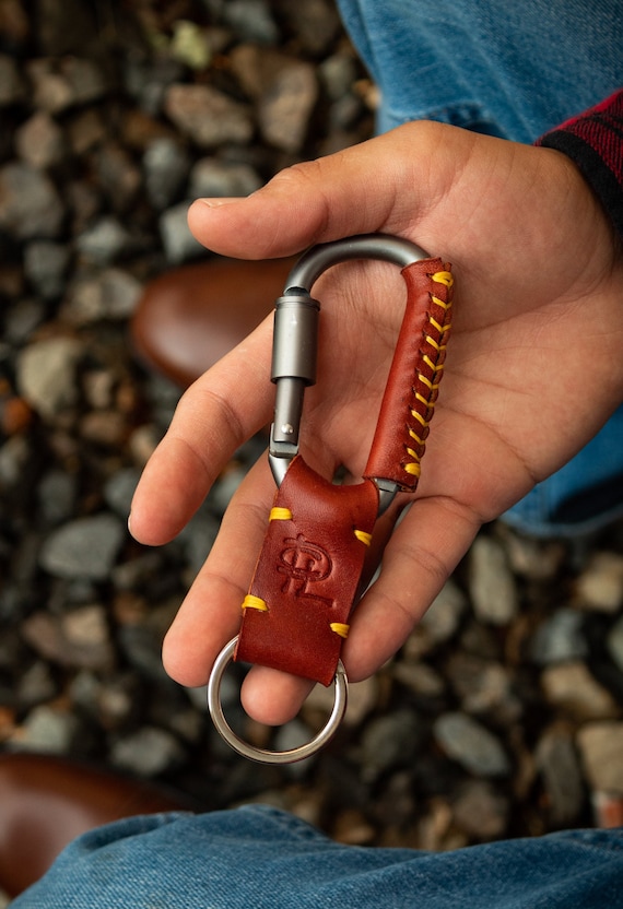 PCL Carabiner Wrap Key Chain Minimalist Full Grain Leather Etsy