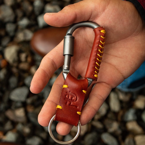 PCL Carabiner Wrap Key Chain - Minimalist Full Grain Leather