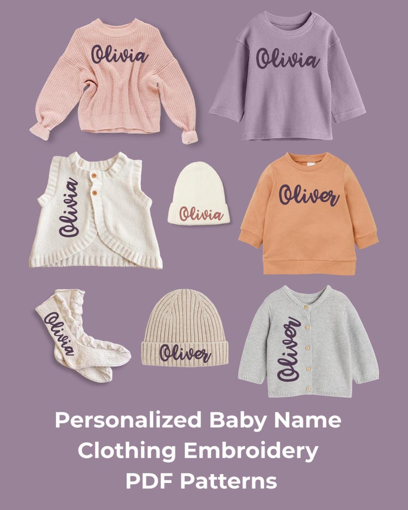 Sticking Patterns.pdf Personalized Baby Name Clothing Embroidery PDF Patterns, Custom ...