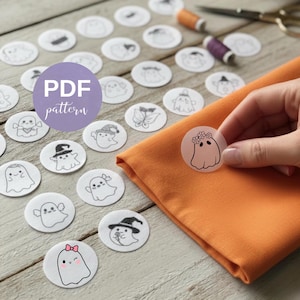 Designs de pendentifs fantômes d'Halloween | 54 mini motifs de broderie (PDF)
