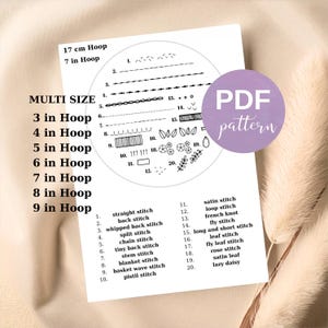 Guide des points de broderie pour débutants, modèle à coller et à coudre, échantillon de base imprimable pour pratique, téléchargement numérique, référence visuelle essentielle, bricolage