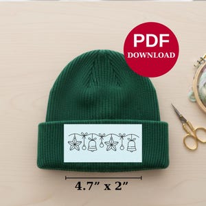 9 Christmas Embroidery Designs Stick and Stitch Border Patterns Holiday Beanie Patches Xmas Digital Download Winter Merry Ornament Hat Art
