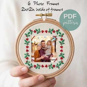 Set di 6 modelli per cornice da ricamo: disegno floreale a punto croce (download in PDF)