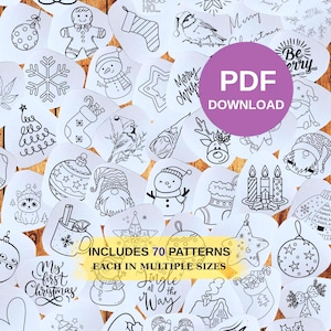 70 weihnachtliche Stickmuster im Paket: Druckbare Stickstich-Designs für Winterdeko, personalisierte Geschenke und Upcycling von Weihnachtskleidung
