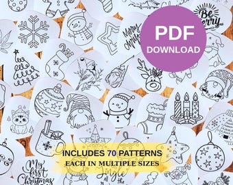 70 Christmas Hand Embroidery Patterns BUNDLE, Stick Stitch Printable Designs for Winter Decor, Personalized Gifts & Holiday Clothing Upcycle