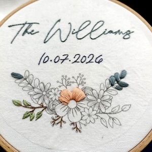 Custom Wedding Embroidery Pattern Stick and Stitch Names Personalized PDF Modern Wedding Wreath Embroidery Engagement Gift Idea