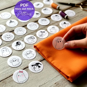 54 Mini Ghost Hand Embroidery Stick Stitch Sewing Pattern: Small Halloween Designs, Spooky PDF Bundle for Embroidered Necklace Clothing