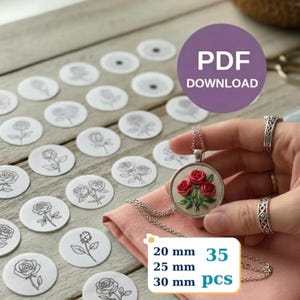 35 Mini Rose Stick and Stitch Embroidery Patterns Jewelry Floral PDF Small Flower Designs for Pendants Tiny Hoops Digital Download Printable