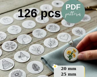 126 Mini Stick Stitch Hand Embroidery Patterns PDF Bundle, Water Soluble Stabilizer Tiny Small for Embroidered Pendants, Clothing Designs