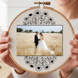 Stick and Stitch Embroidery Patterns of Photo Frames: Wedding Hoop Art (Digital Download)