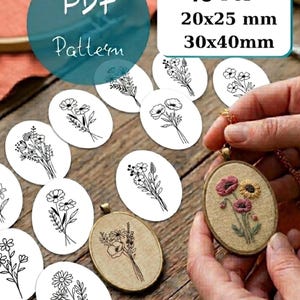 49 Mini Flower Bouquet Stick and Stitch Embroidery Patterns PDF Bundle, Printable Floral Designs