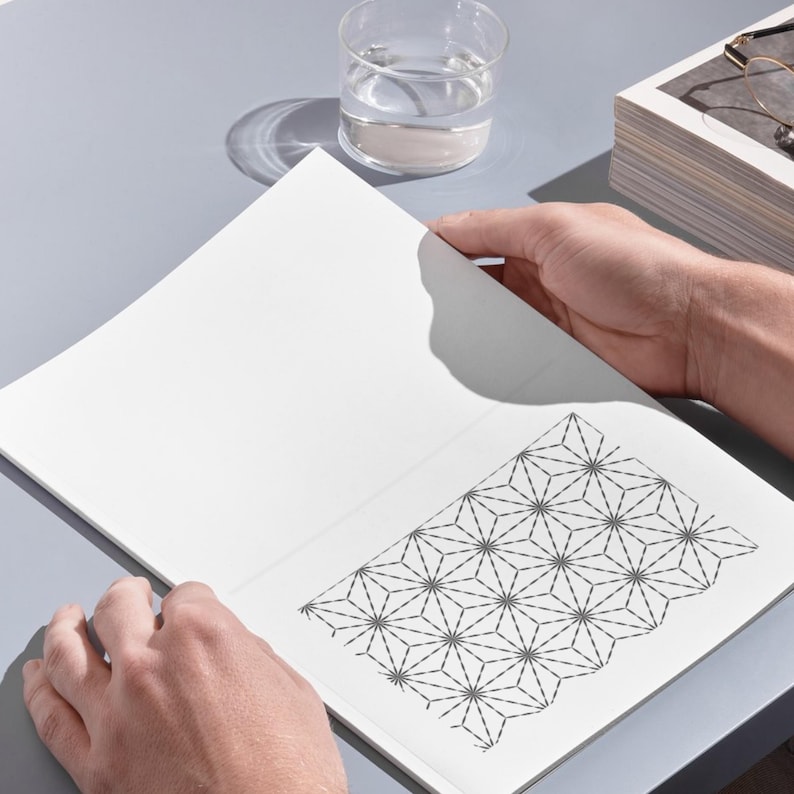 Sashiko Embroidery Paper Card Patterns, Japanese Geometric Stitching ...