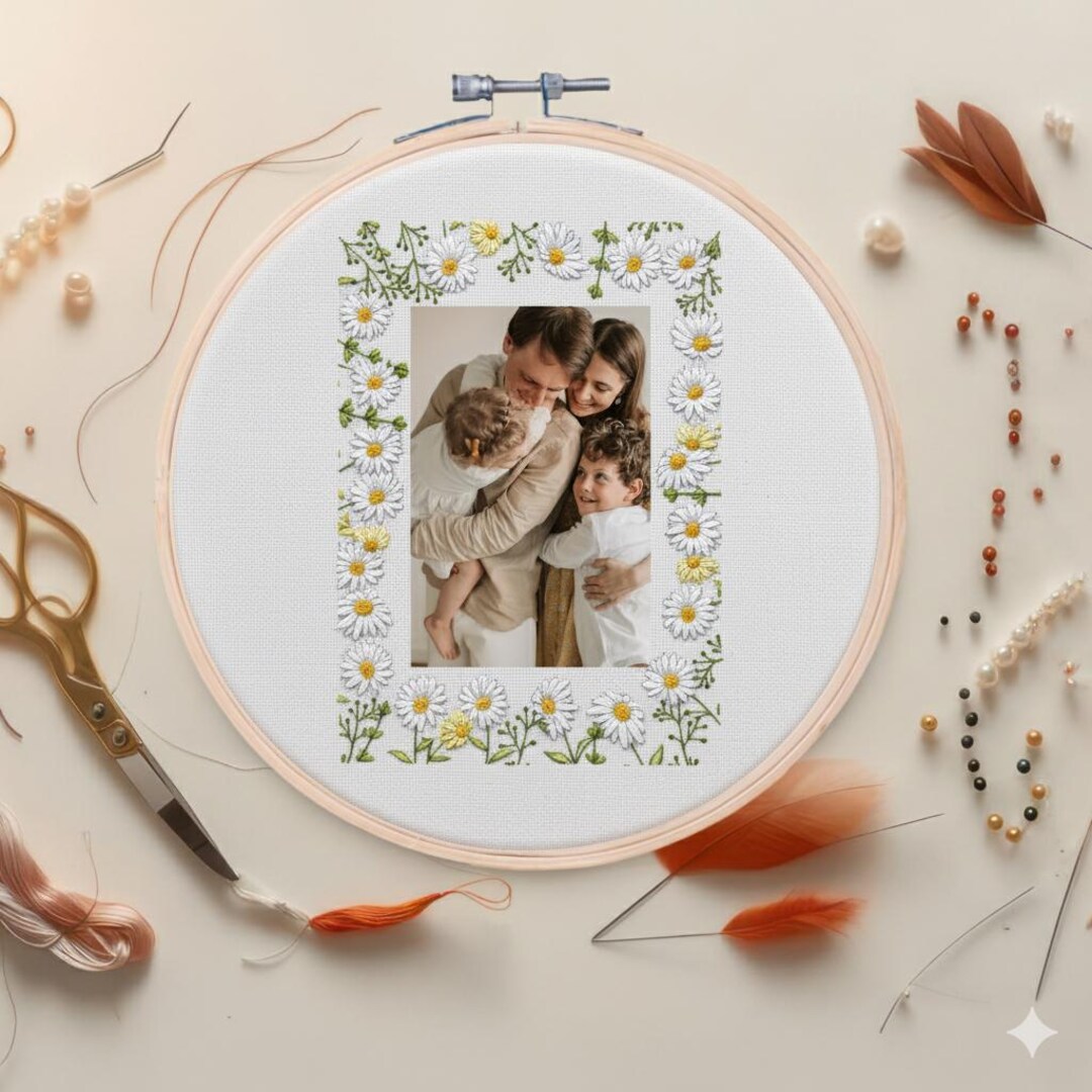 Photo Frame Embroidery Pattern Daisy Photo Frame Embroidery Pattern, DIY Gift (PDF Download) - Etsy