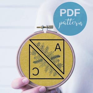 Marque-page d'angle monogramme floral hiver motif de broderie (Modèle PDF)