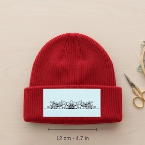 8 Floral Stick and Stitch Beanie Embroidery Patterns PDF Printable Water Soluble Multi Sized Flower Border Designs Beginner DIY Template