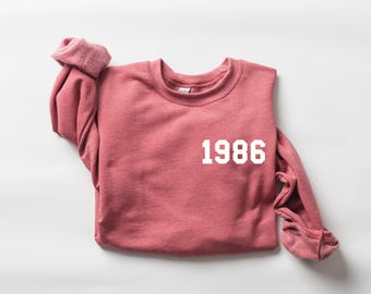 1986 College Style Birthday Year 40th Birthday Unisex Crewneck Sweater Sweatshirt