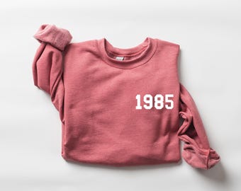 1985 College Style Number 1985 Birthday Year 40th Birthday Unisex Crewneck Sweater Sweatshirt