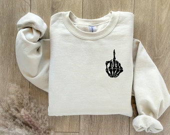 Sudadera unisex con diseño de mano esqueleto de dedo medio
