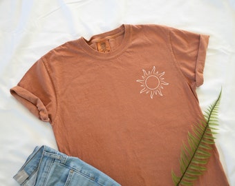 Vintage Boho Celestial Sun Comfort Colors Unisex Short Sleeve T-shirt