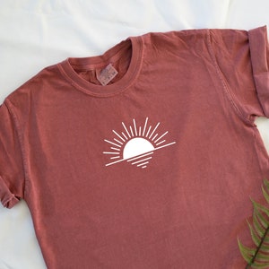 Vintage Boho Celestial Sun Rise Comfort Colors Unisex Short Sleeve T-shirt