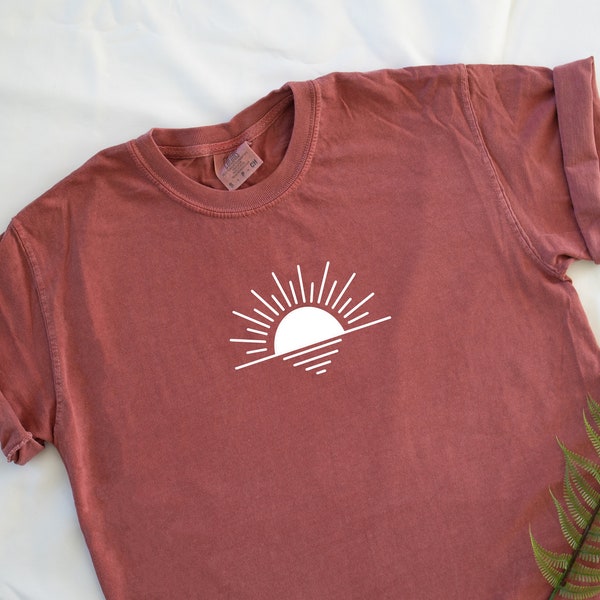 Vintage Boho Celestial Sun Rise Comfort Colors Unisex Short Sleeve T-shirt