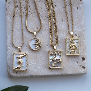 colliers simples et élégants avec pendentifs en or/chaînes à maillons avec pendentifs/chaîne étanche/pendentif serpent/étoile/pendentif/lune