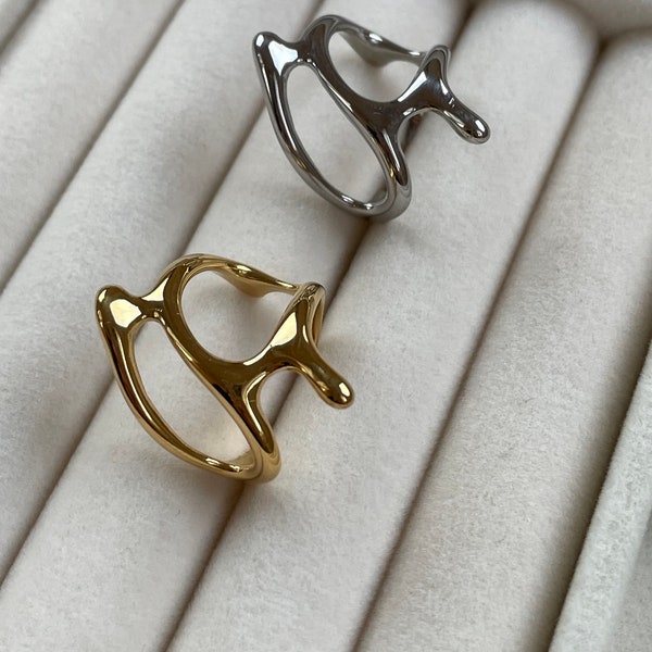 Elegant stainless steel rings in gold and silver/ adjustable rings/ no discoloration/ waterproof ring