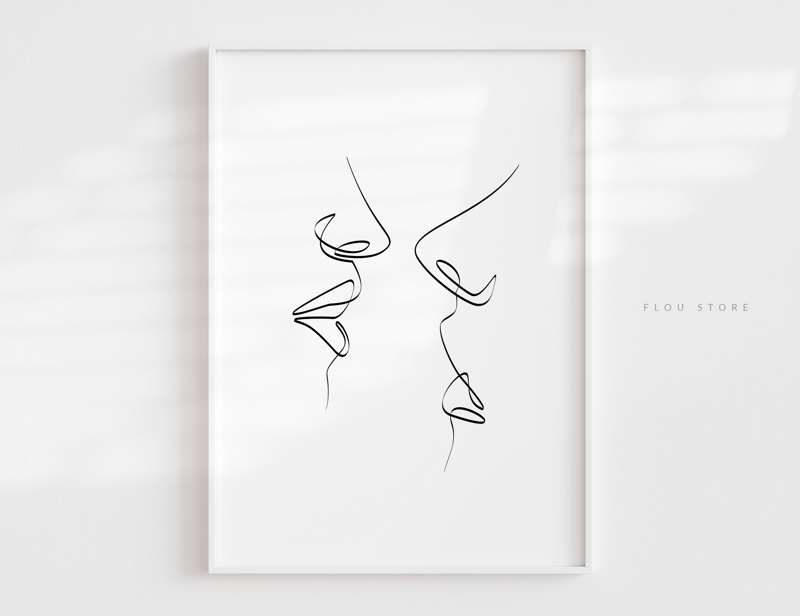 line drawing faces kissing, image size:2600x2000