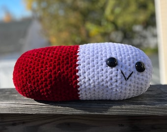 Chill Pill Plushie, Stress Relief Stuffed Amigurumi