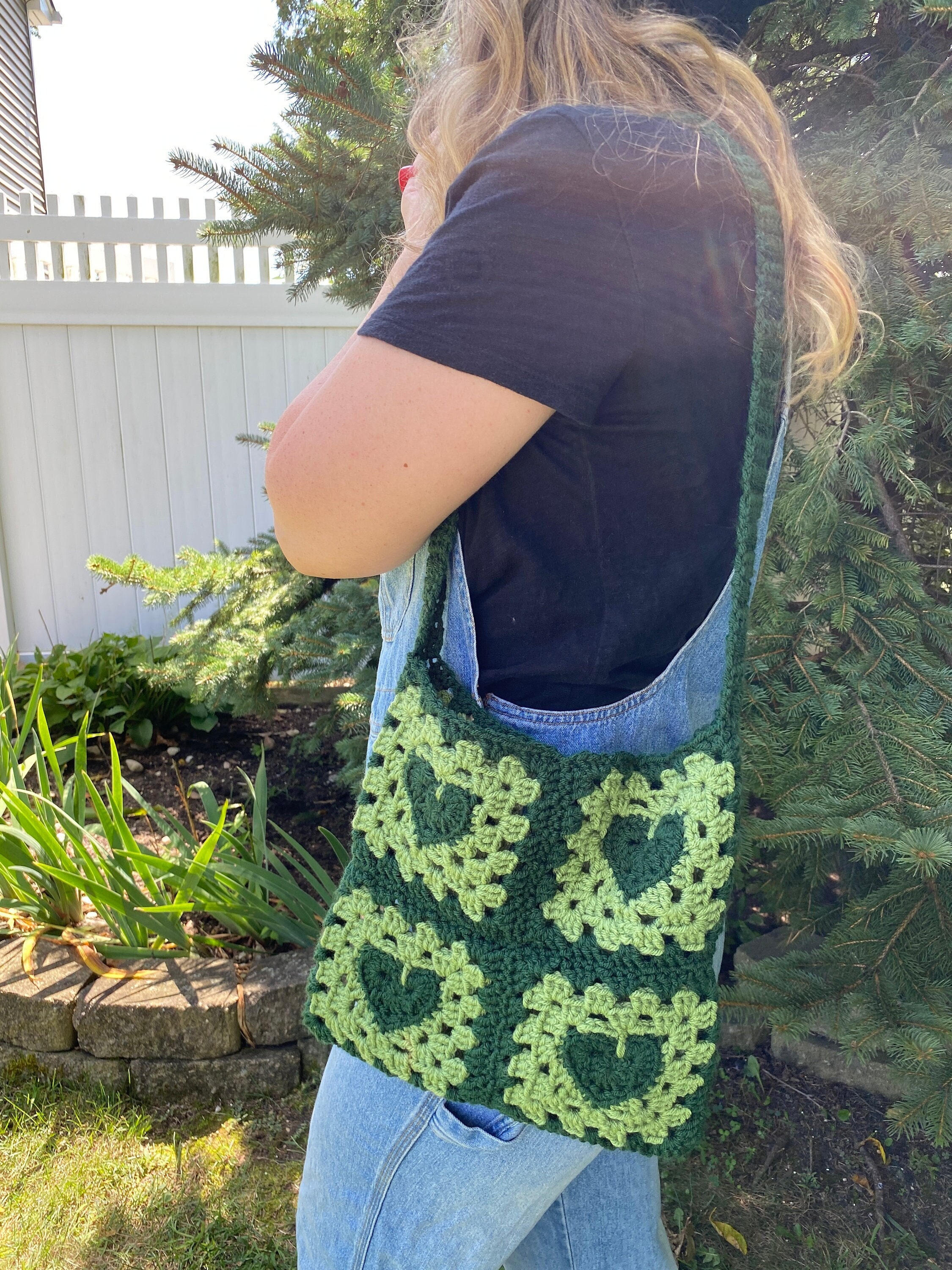 Crochet Heart Tote Bag 