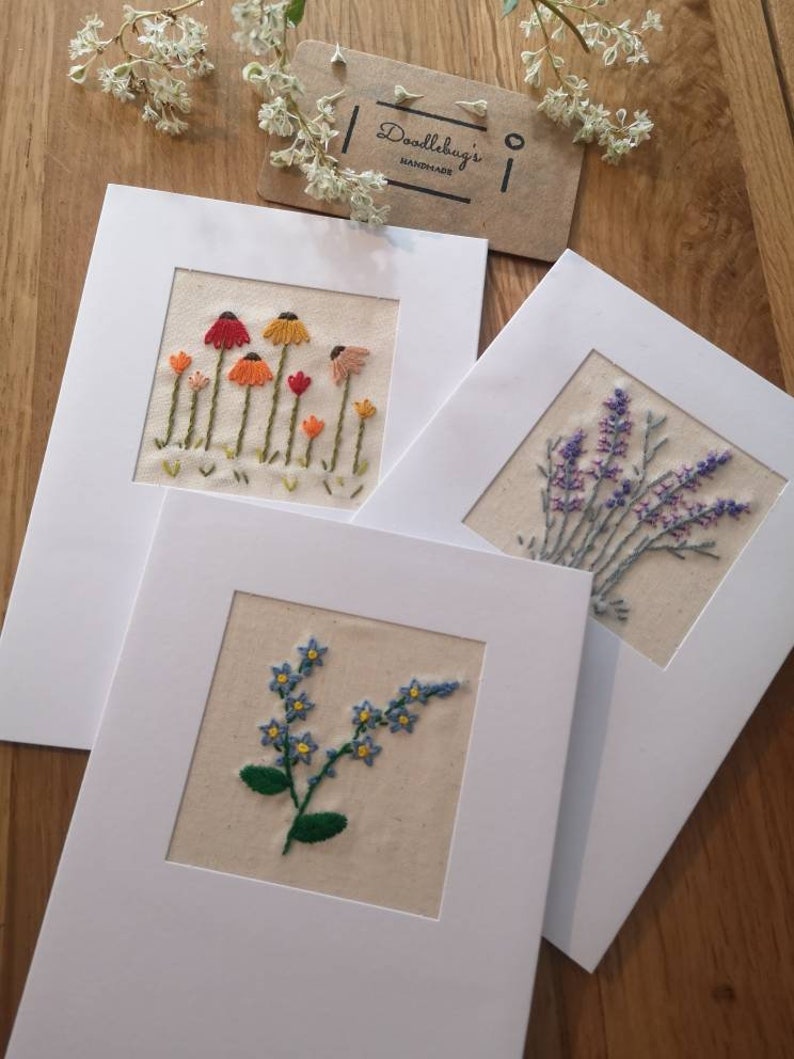 Forget-me-nots, Embroidered Birthday Card, Beautiful Blue Flowers ...