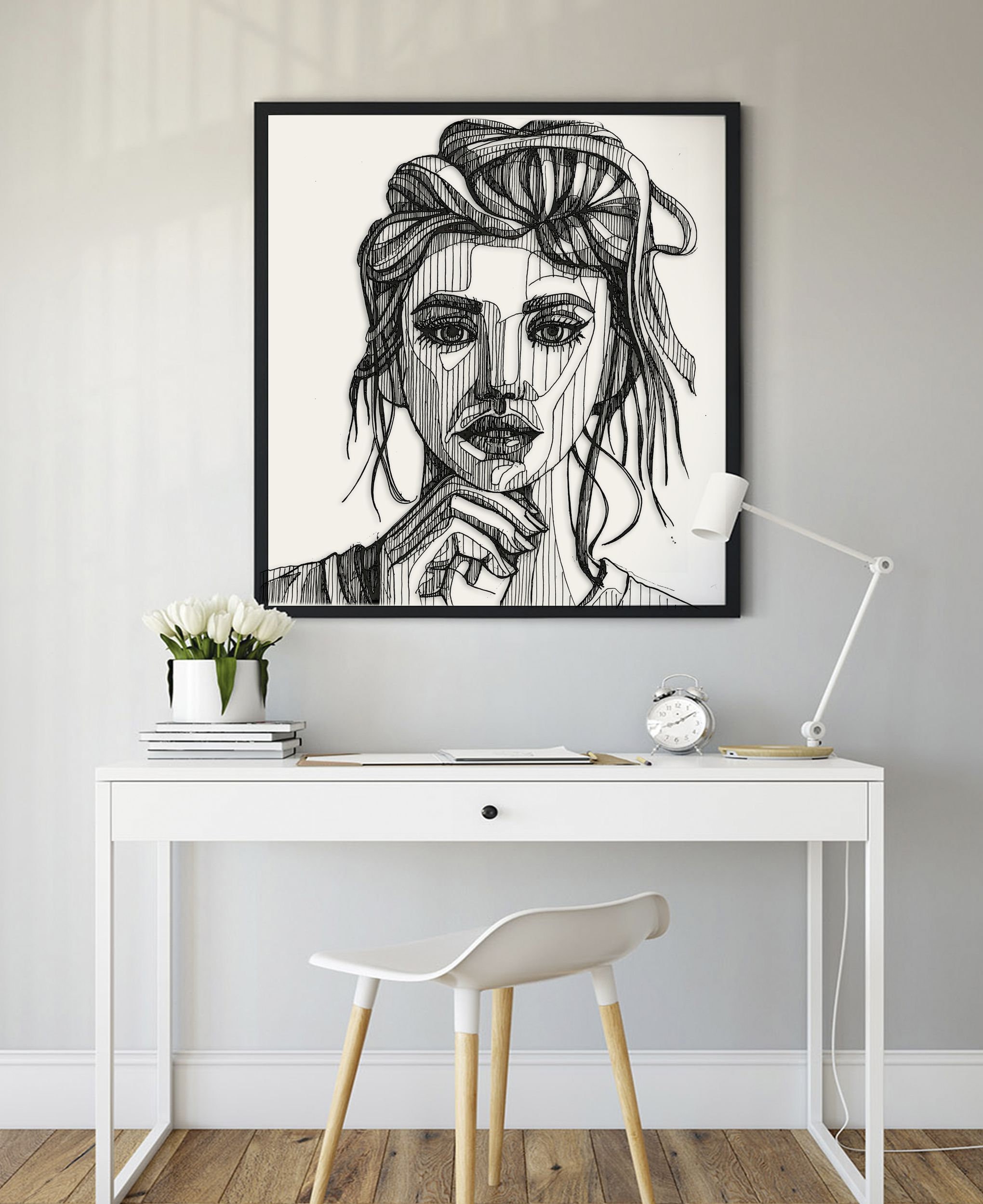 Framed Wall Art Simple Artwork Modern Line Drawing Wall Art Etsy