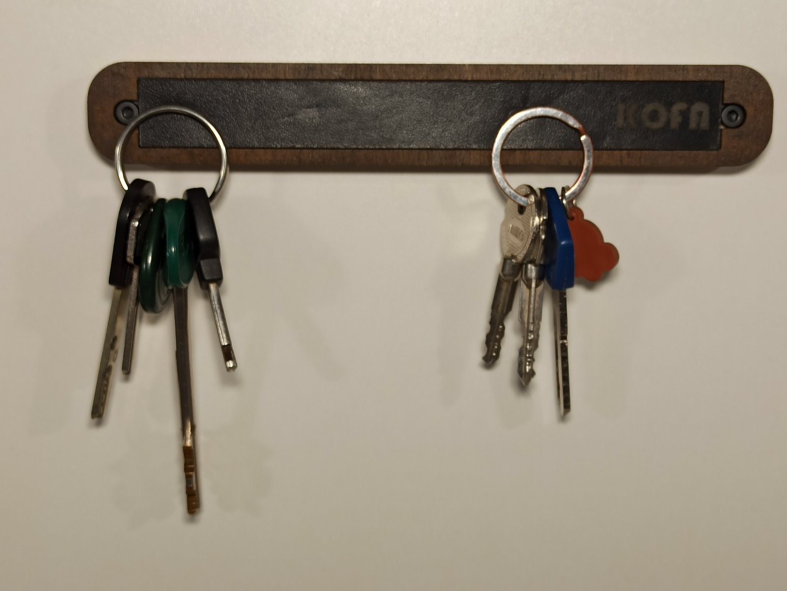 Wood and leather wall key holder Etsy