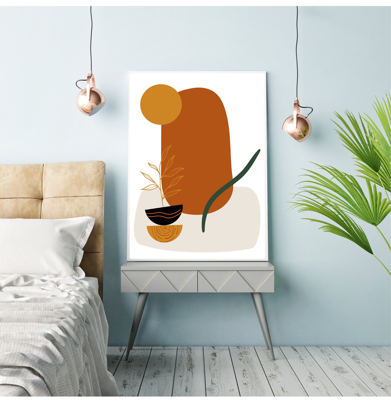 Abstract art boho wall art bohemian style art print Etsy