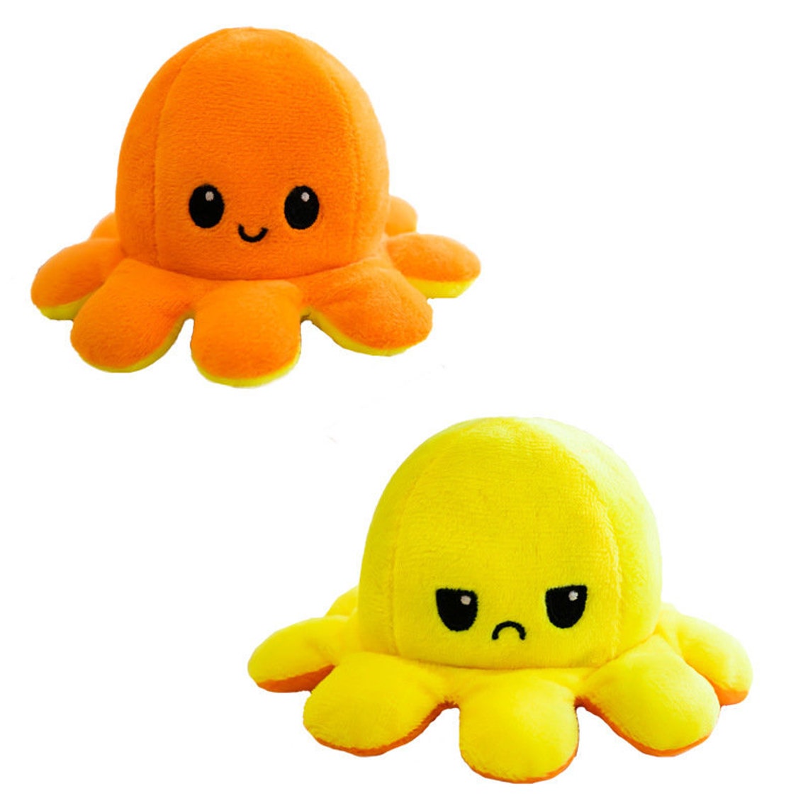 Octopus Plush Mustache Reversible Toy 2021 Moodie Angry or | Etsy