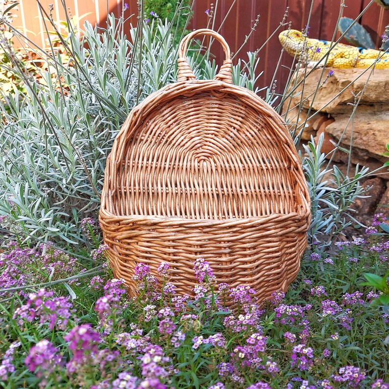 Wicker hanging basket front door Doorbasket Wicker wall basket Etsy