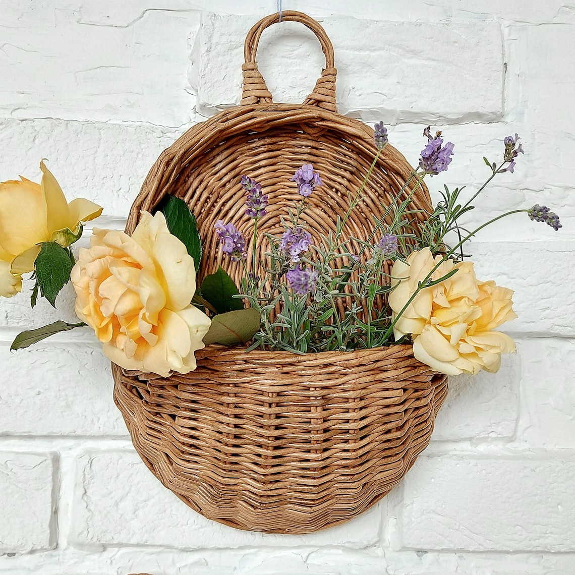 Wicker hanging basket front door Doorbasket Wicker wall basket Etsy