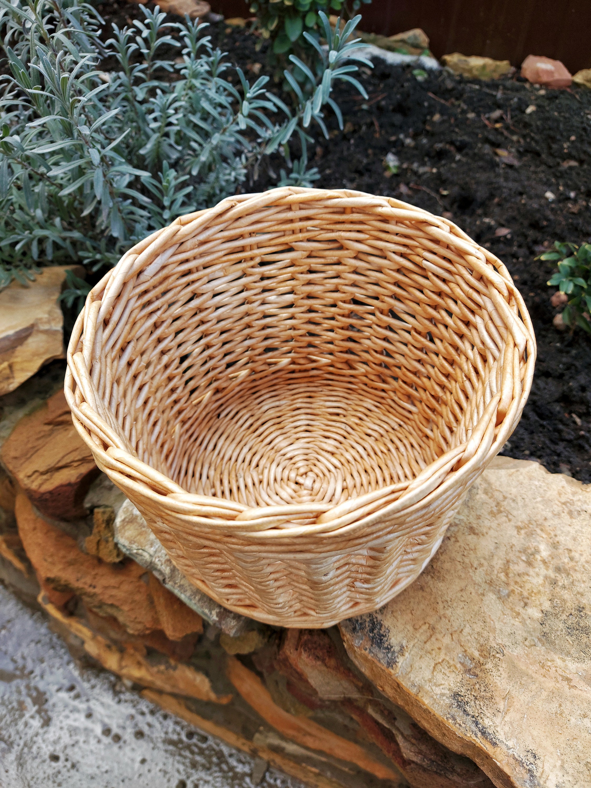 Wicker planter basket Round flower wicken pot Planters holder Etsy