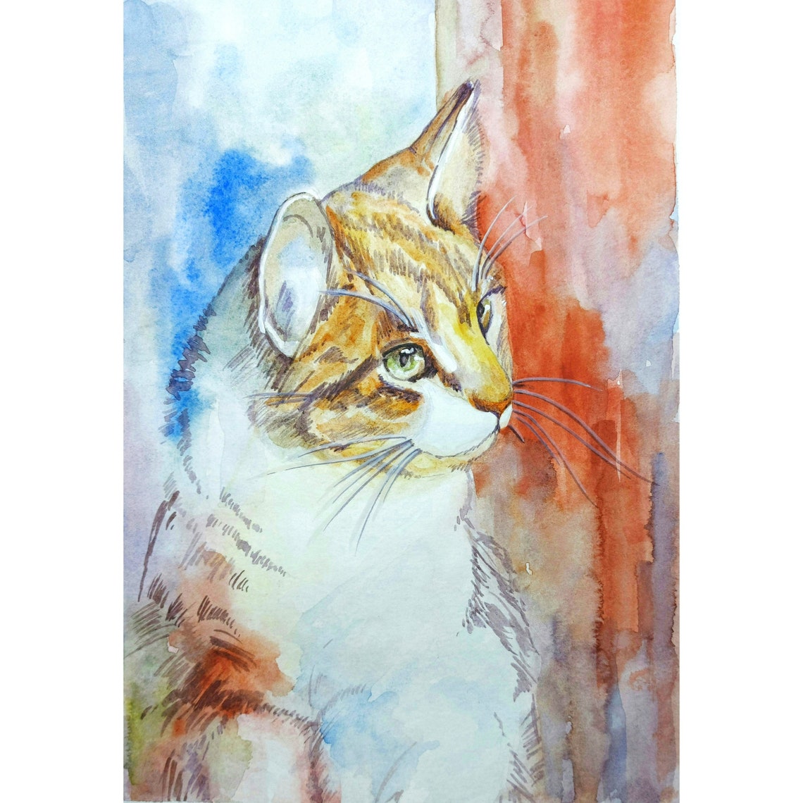 Cat Painting Red-Headed Cat Original Art Cat Lover Gift Small | Etsy