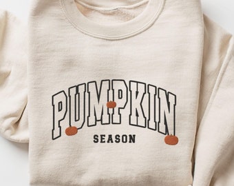 EMBROIDERED Pumpkin Season Sweatshirt, Cute Fall Sweater, Cozy Thanksgiving Crewneck Shirt, Pumpkin Embroidery, Sweat Shirt, Autumn Gifts