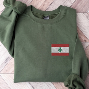 EMBROIDERED Lebanon Flag Sweatshirt, Lebanon Flag Sweater, Lebanese Flag, Beirut Sweatshirt, Sweat Shirt, Free Palestine, Lebanon Embroidery