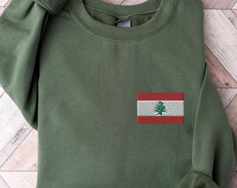 EMBROIDERED Lebanon Flag Sweatshirt, Lebanon Flag Sweater, Lebanese Flag, Beirut Sweatshirt, Sweat Shirt, Free Palestine, Lebanon Embroidery