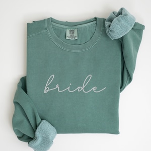 EMBROIDERED Bride Comfort Colors Sweatshirt, Simple Bride Sweater, Getting Married Shirt For Friend, Bridal Gifts, Engagement Gift