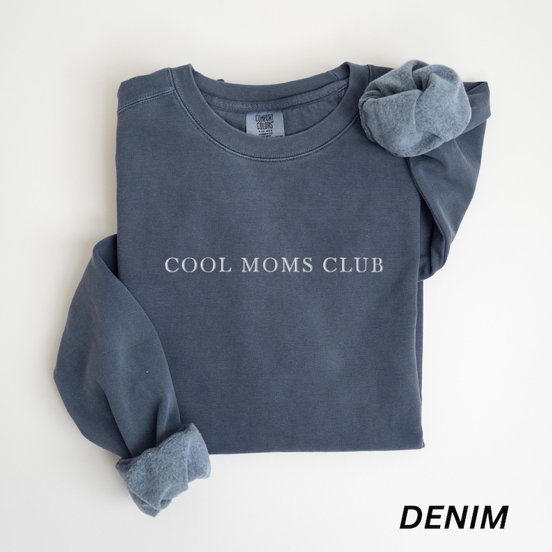 Cool Moms Club Comfort Colors Sweatshirt, Embroidered Minimalist Mom Sweater, Mother's Day Gift, Gift for Cool Moms, Fun Mom Sweat Shirt image 5