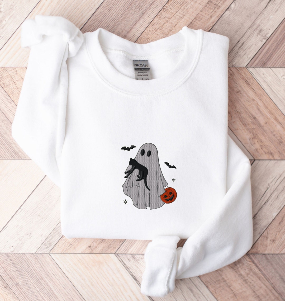 Halloween Ghost Plaid Crew Neck Sweater