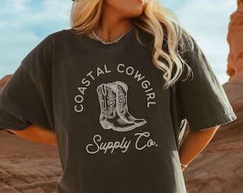 Coastal Cowgirl Shirt, Country Western Comfort Colors TShirt, Boho Cowgirl Crewneck Tee, Beach Cowgirls, Cowgirl Surf T-Shirt, Retro Summer