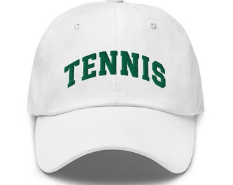 Tennis Baseball Cap, Embroidered Tennis 6 Panel Dad Hat, Tennis Team Gifts, Tennis Club Gift, Tennis Player, Tennis Lover Gift, College