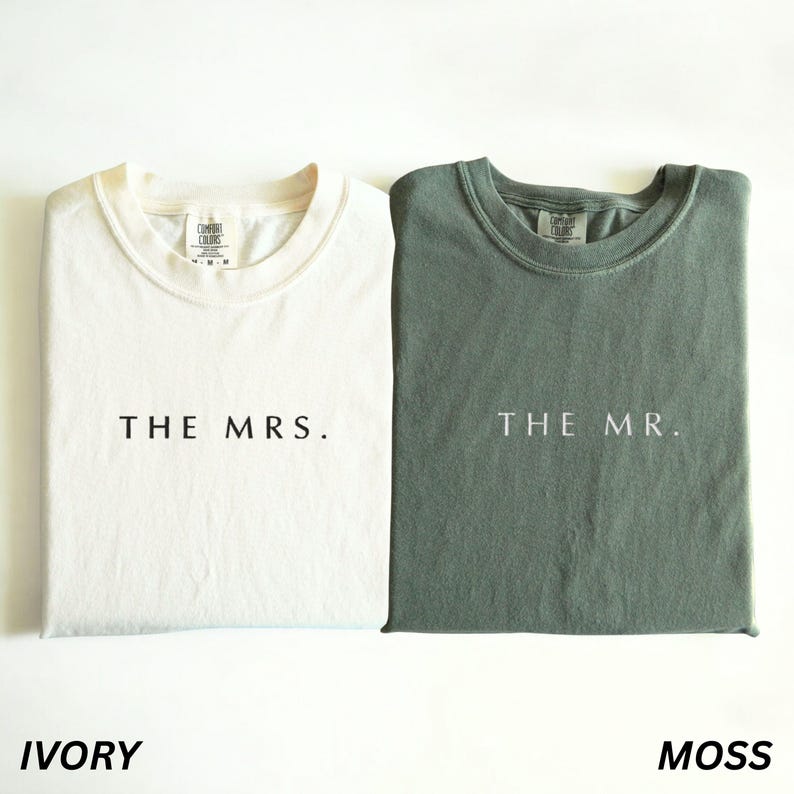 EMBROIDERED Comfort Colors Shirt, Newly Married Couple TShirts, Wife and Husband T-Shirts, Bridal Gift, Engagement Gifts