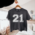 Custom Vintage Number Cropped Shirt, Retro Sports Number Crop Top, Distressed Number Graphic T-Shirt, Custom Game Day Comfort Colors Tee